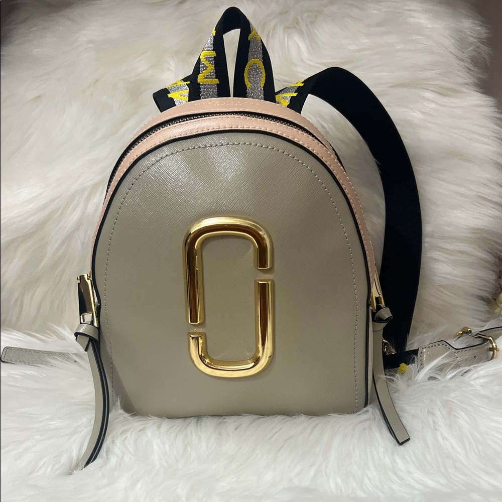 Marc Jacobs Beige and Pink Backpack with Gold Accents